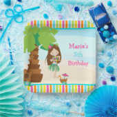 Aloha Brunette Haar Meisje Feest Papieren Bordje (Feest)