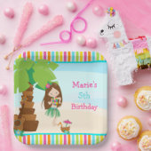 Aloha Brunette Haar Meisje Feest Papieren Bordje (Feest)