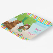 Aloha Brunette Haar Meisje Feest Papieren Bordje (Gebogen)