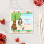 Aloha Brunette Haar Meisje Feest Servet (Insitu)