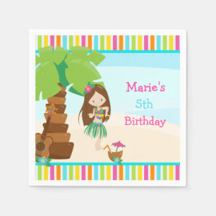 Aloha Brunette Haar Meisje Feest Servet