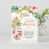 Aloha CACTUS Pineapple baby shower Uitnodigingskaa Kaart (Staand voorkant)