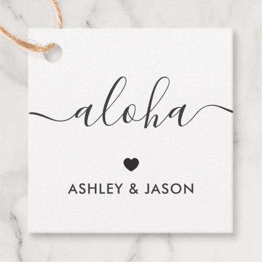 Aloha Cadeau Label, Bruiloft Dank u Labels, Kraft Bedankjes Labels (Voorkant)