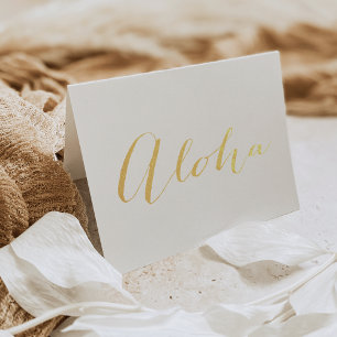 Aloha Calligraphy Gold Foil Stationery Note Kaart
