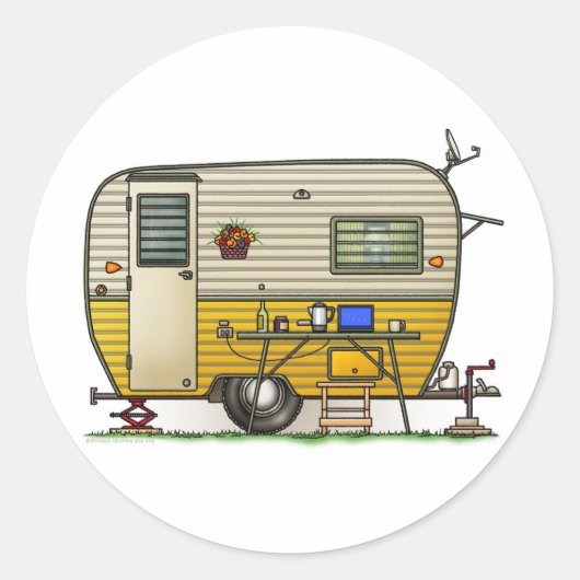Aloha Camper Trailer Ronde Sticker (Voorkant)