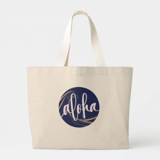 Aloha Canvas tas Dark Blue Gold met Kai Ocean-them (Achterkant)
