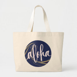 Aloha Canvas tas Dark Blue Gold met Kai Ocean-them
