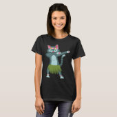 Aloha Cat Hawaiian Dance Mele Kalikimaka Hula Kitt T-shirt (Voorkant volledig)