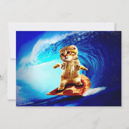 Aloha! Cat Surfing Invitation Kaart (Achterkant)