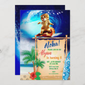 Aloha! Cat Surfing Invitation Kaart (Voorkant / Achterkant)