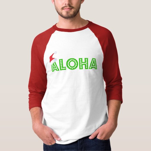 "ALOHA" CHRISTMAS MANNEN 3/4 SLEEVE RAGLAN SHIRT (Voorkant)