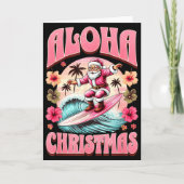 Aloha Christmas Santa Claus Surfing Hawaiian Mele  Kaart (Voorkant)