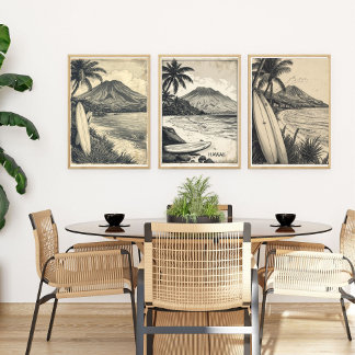 Aloha Coast – Retro Hawaii Travel Muurkunst Sets