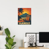 Aloha Coast – Retro Hawaii Travel Poster (Thuiskantoor)