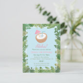 Aloha Coconut Tropical Leaves Birthday Party Kaart (Staand voorkant)