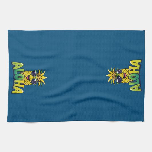 Aloha Collectie Ananas Keuken Handdoek Donker Blau (Horizontaal)