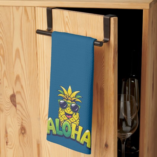Aloha Collectie Ananas Keuken Handdoek Donker Blau (Derde Gevouwen)