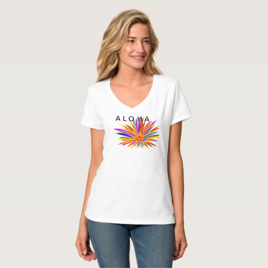 Aloha Colorful Tropical Flower T-shirt (Voorkant volledig)