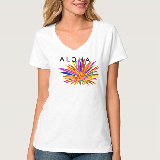 Aloha Colorful Tropical Flower T-shirt (Voorkant)