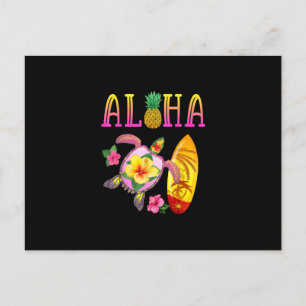 Aloha Cool Kawaii Turtle Surfboard Hawaiian Turtle Uitnodiging Briefkaart
