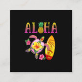 Aloha Cool Kawaii Turtle Surfboard Hawaiian Turtle Vierkante Visitekaartje (Voorkant)