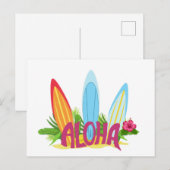 Aloha Cool Surfing Boars op de strand Briefkaart (Voorkant / Achterkant)