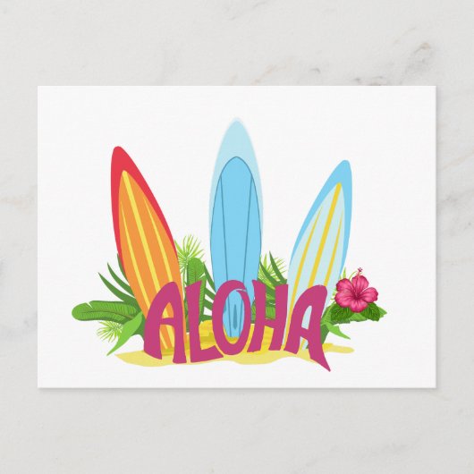 Aloha Cool Surfing Boars op de strand Briefkaart (Voorkant)