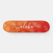 Aloha coole chic typografie gele oranje ananas persoonlijk skateboard (Horizontaal)