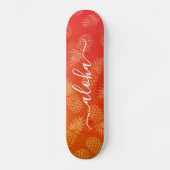 Aloha coole chic typografie gele oranje ananas persoonlijk skateboard (Voorkant)