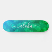 "Aloha" coole typografie blauw groene anananappel Persoonlijk Skateboard (Horizontaal)