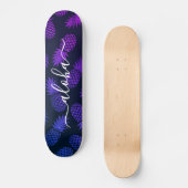 Aloha, coole typografie paarse blauwe anananappelm persoonlijk skateboard (Voorkant)