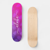 Aloha, coole typografie paarse roze anananasappelm persoonlijk skateboard (Voorkant)