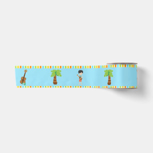 Aloha Cute Black Hair Boy Satijnen Lint