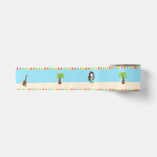 Aloha Cute Black Hair Girl Satijnen Lint