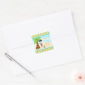 Aloha Cute Black Hair Party Vierkante Sticker (Envelop)