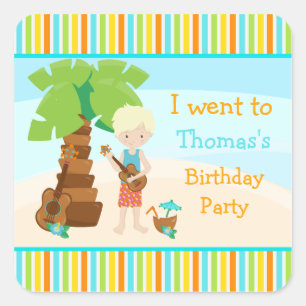 Aloha Cute Blonde Hair Party Vierkante Sticker