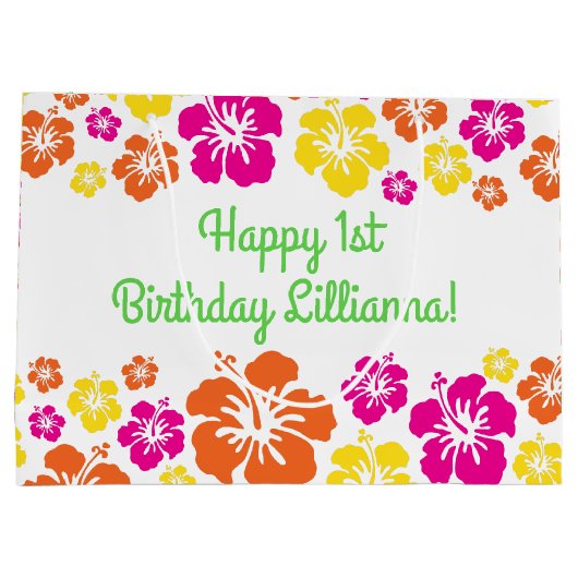 Aloha Cute Hawaiian 1e verjaardag Groot Cadeauzakje (Achterkant)