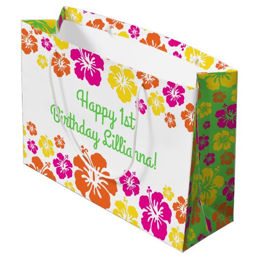 Aloha Cute Hawaiian 1e verjaardag Groot Cadeauzakje (Achterkant Gekanteld)