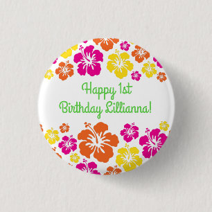 Aloha Cute Hawaiian 1e verjaardag Ronde Button 3,2 Cm