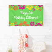 Aloha Cute Hawaiian 1e verjaardag Spandoek (Insitu)