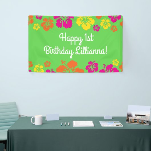 Aloha Cute Hawaiian 1e verjaardag Spandoek (Beurs)