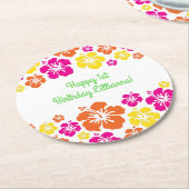 Aloha Cute Hawaiian Kind 1e verjaardag Ronde Kartonnen Onderzetter (Gebogen)