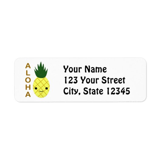 Aloha Cute Kawaii Pineapple Etiket (Voorkant)