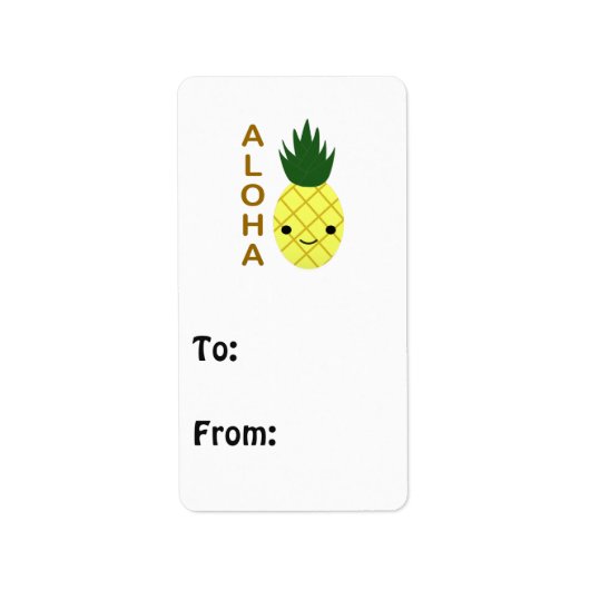 Aloha Cute Kawaii Pineapple Etiket (Voorkant)