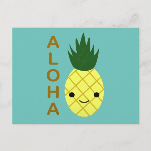 Aloha Cute Kawaii Pineapple Feestdagenkaart (Voorkant)