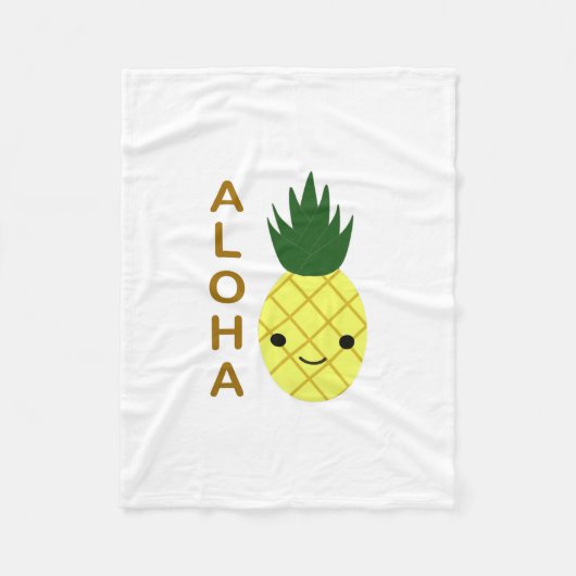 Aloha Cute Kawaii Pineapple Fleece Deken (Voorkant)