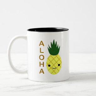 Aloha Cute Kawaii Pineapple Tweekleurige Koffiemok