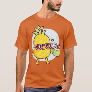 Aloha Cute Pineappel met zonnebril en kokosnoer W T-shirt