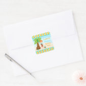 Aloha Cute Red Hair Party Vierkante Sticker (Envelop)