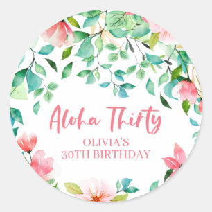 Aloha Dertig Tropische Luau Verjaardag Ronde Sticker
